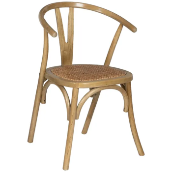 Silla RICCY /Marrón /Madera-Ratán /55x50x81cm