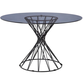 Mesa Comedor TAYLOR /Negro /Acero-Cristal /120x120x75cm