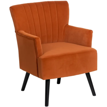 Sillón Terciopelo MOE /Naranja /Tejido-Madera /63x50x83cm