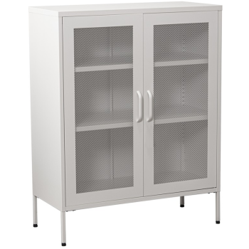 Aparador Metal BLANCO /2 Puertas C/Rejilla /80x35x102cm